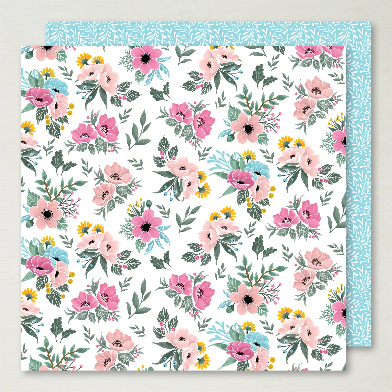 One of the papers in the Fitting Florets Designer Series Paper showing multiple floral elements.